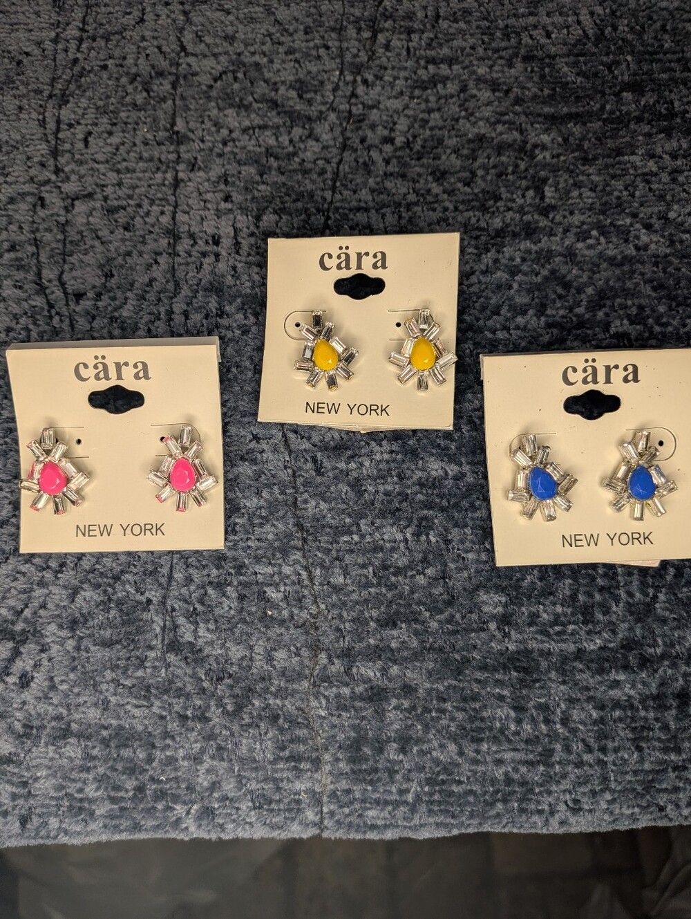 Cara New York Sparkly Rhinestone Starburst Stud Earrings – 3 Colors Available